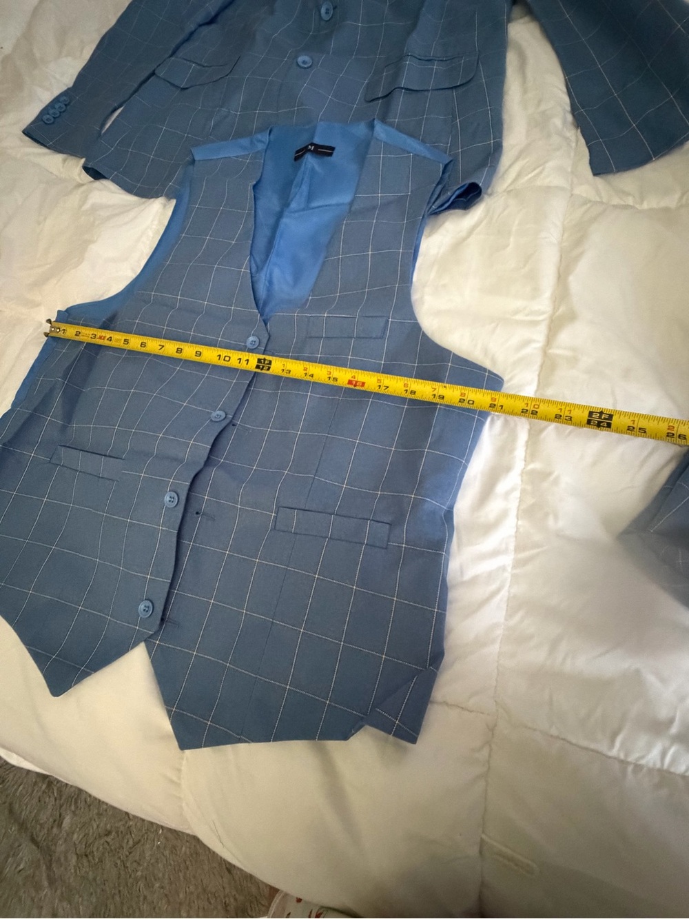 Slim Fit Blue Windowpane 3-Piece Suit - Picture 7 of 15